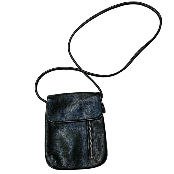 Everyday Black Pebbled Leather Crossbody Bag Small Purse Shoulder Handbag - Picture 1 of 11